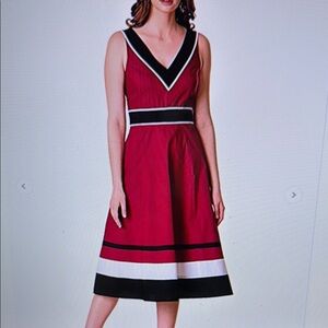 eShakti Red A-Line Sleeveless Midi Dress NWOT